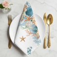 thumbnail image 2 of Beach Coastal Cloth Napkins, Nautical Shell Starfish Coral Summer Washable and Reusable Dinner Napkins Set of 2, Table Napkin for Kitchen Party Birthday Wedding Hotel Housewarming 20"x20", 2 of 9