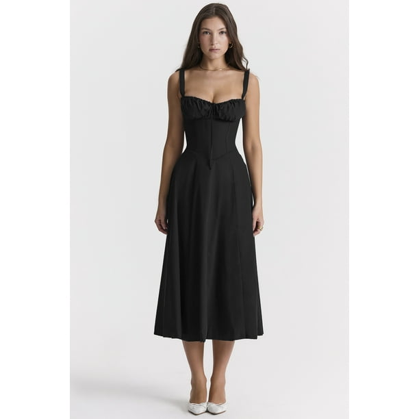 white christmas dresses Wren Maternity Photoshoot Gown | Black Satin Flowy Dress, Corset Back, Split Belly, One Size