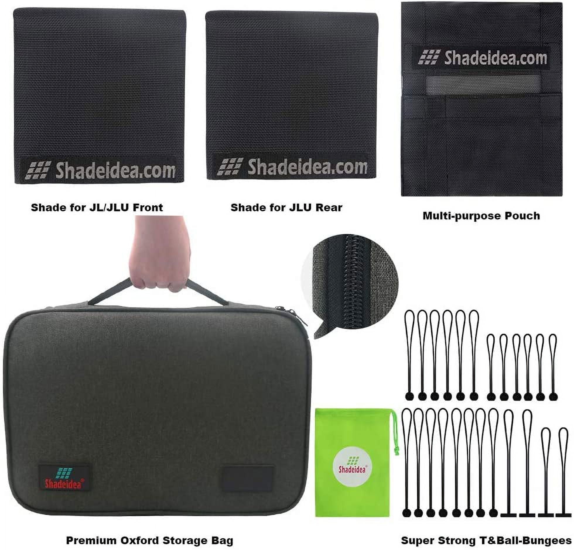 Shadeidea Jeep Wrangler Sun Shade JL Top Sunshade Front and Rear 2 piece-Black Mesh Screen Sunshade JLU Unlimited 4 Door 2018-Current New Model Cover UV Blocker with Grab Bag-10 Years Warranty