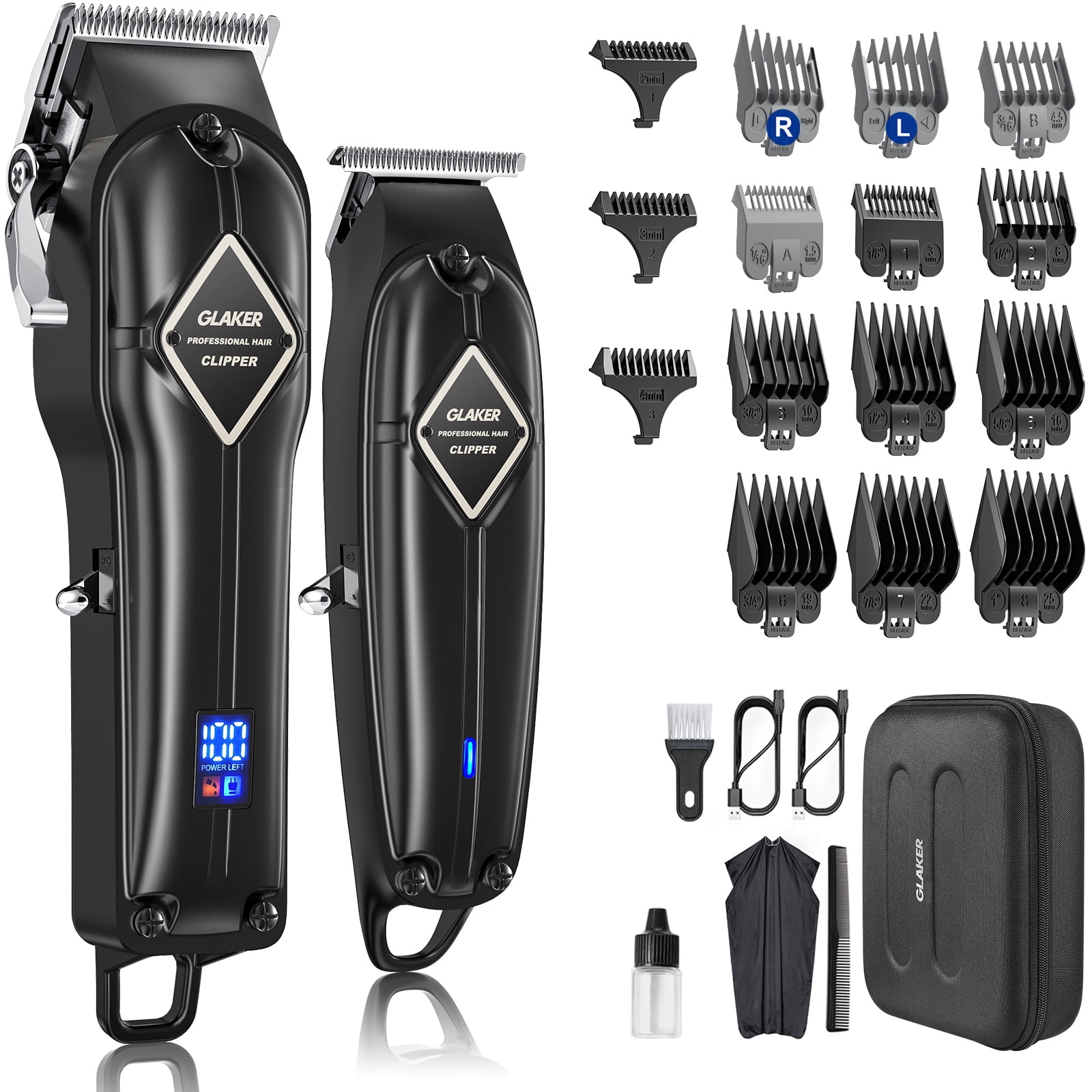 Kit Tondeuse Barbe Et Cheveux Hatteker 4 En 1 Sans Fil - Étanche - 3 Têtes Et 12 Guides - Neuf Complet