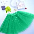 thumbnail image 3 of BAYAIXZ Tutus for Girls Tutu Kids Hair Skirt Girl Paillette Petticoat Dancewear Star Pettiskirt Band Girls Dress&Skirt Grey Tutu Tulle Dress Halloween Skirts (Green,One Size), 3 of 4