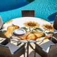 thumbnail image 6 of Orange Pumpkin Fall Round Tablecloth, Fitted Table Cover with Elastic for 55"-60" Round Tables, Thanksgiving Sunflower Botanical Table Cloth Outdoor Indoor Dinning Party Waterproof Tablecloths, 6 of 7