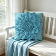 thumbnail image 5 of JWH Handmade 3D Wool Flower Throw Pillow Covers Aesthetic Decorative Floral Accent Pillow Cases 18"x18"Aqua for Sofa Couch Bedroom Decor, 5 of 9
