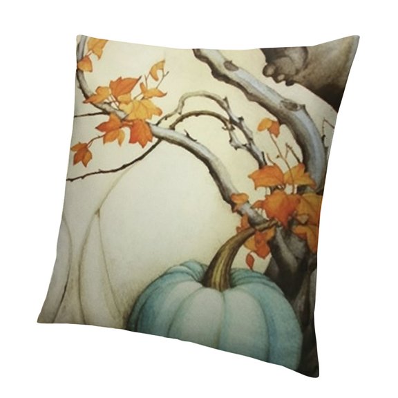 Pillowcases Decorative White Autumn Pumpkins Fall Watercolor Blue Gray Pumpkin Throw Pillow Case Cases Cover Cushion Covers Square Sofa Size Two Side