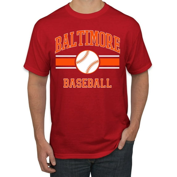 Wild Bobby City of Baltimore Baseball Fantasy Fan Sports Men's T-Shirt, Red, Small