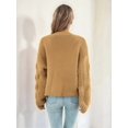 thumbnail image 6 of - Casual Oversized Sweaters Open Front Batwing Long Sleeve Chunky Knit Cardigan Outerwear Coats Wheat Yellow M, 6 of 10