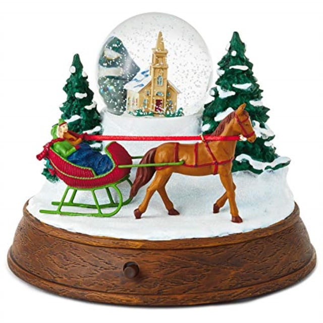 hallmark christmas in evergreen sleigh ride musical snow globe with