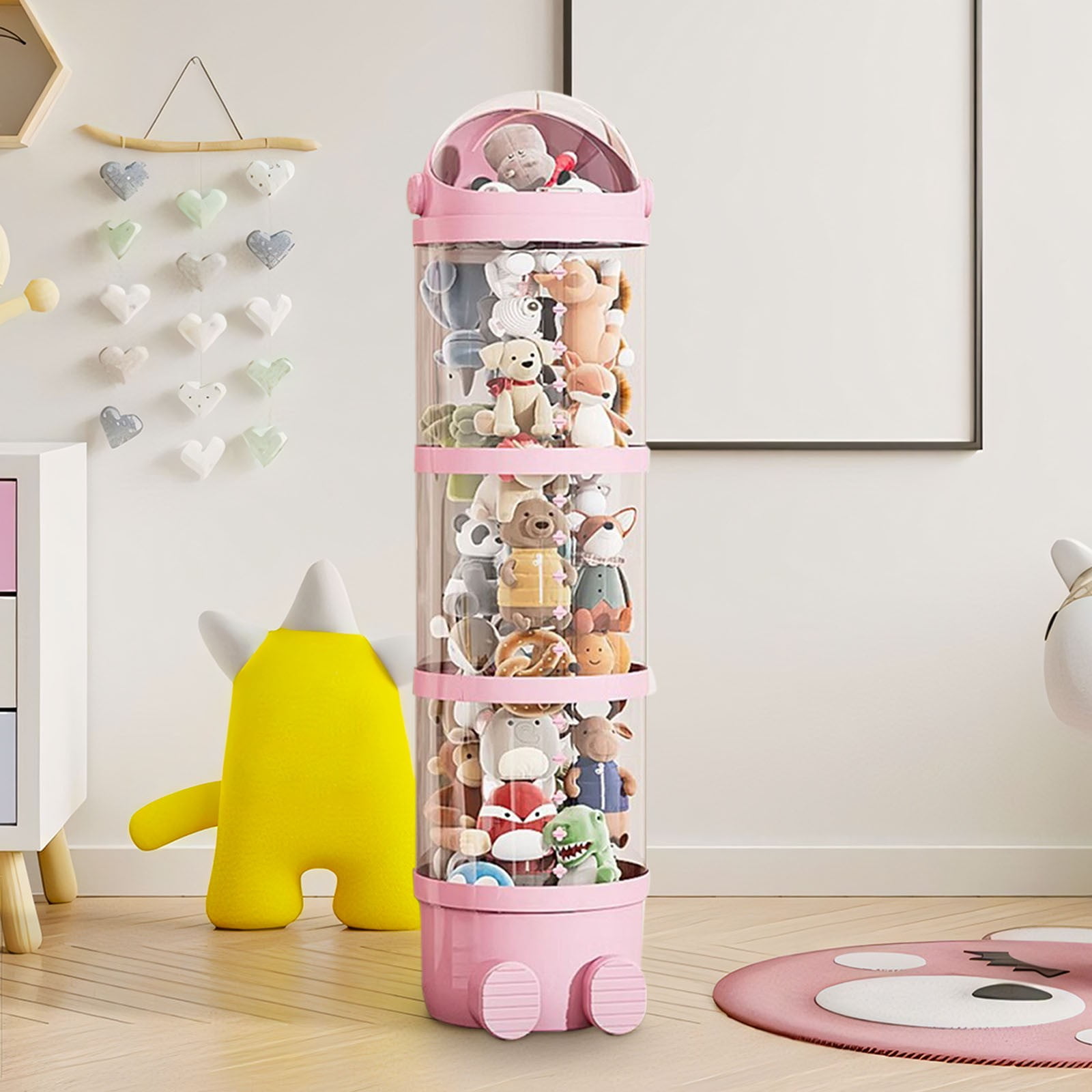 Vikakiooze Vertical Toy Storage Tube Stuffed Animals Storage Tube Plushies Storage Stuffed Animals Organizer Tube Pet Transparent Bucket For Kids Toy OrganizerLarge Toy