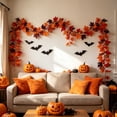 thumbnail image 2 of chaungfeng Artificial Maple Leaf Garland,69" Halloween Thanksgiving Foliage Hanging Vines - Fake Ivy,for Wedding Party Garden,Home,Dining Table Decoration,Wall,Fireplace, 2 of 8
