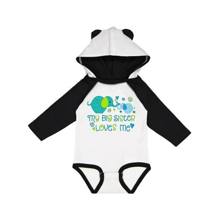 

Inktastic My Big Sister Loves Me- cute elephants Gift Baby Boy or Baby Girl Long Sleeve Bodysuit