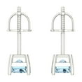 thumbnail image 3 of 14K Solid Gold Screw Back Stud Earrings for Women | 2 cttw Emerald Cut Natural Sky Blue Topaz | White Gold, 3 of 4