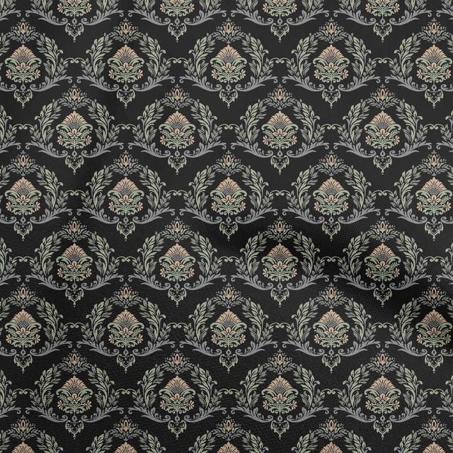 oneOone Velvet Black Fabric Damask Sewing Craft Projects Fabric Prints By Yard 58 Inch Wide