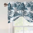 thumbnail image 4 of Teal Garden Tie Up Valance Curtains for Windows, Kitchen Curtains Window Treatments, Retro Mountain Tree Forest Landscape Short Window Shades Valances for Bedroom Bathroom Cafe 42"x18", 4 of 8