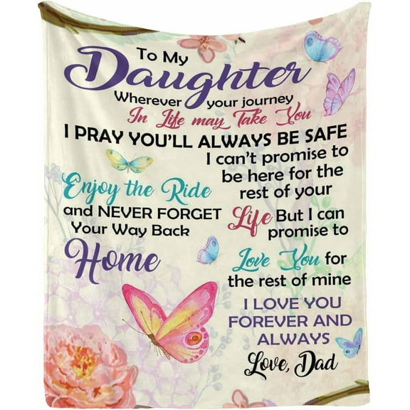 DAJU Personalized Name Blanket Love Letter to My Daughter from Mom & Dad I Love You Forever and Always Soft Warm Bed Blanket Gift(30*40inch)