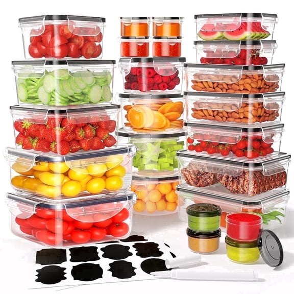 50 Pcs Food Storage Containers with Lids, Plastic Containers Kitchen Organizers and Storage(24 Containers   24 Lids)