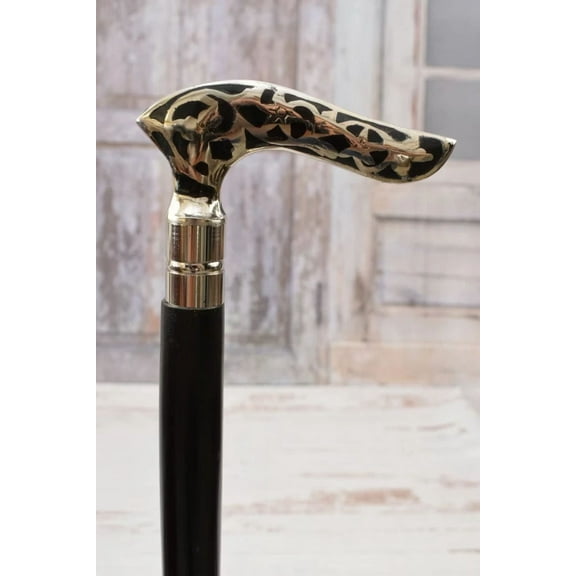 Classic Walking Stick Wooden and Aluminum - Silver and Black Walking Stick.