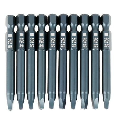 

10pcs 6.3mm 1/4inch Hex Shank 65mm S2 Alloy Steel Square Head Screwdriver Bits Set