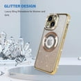 thumbnail image 3 of Compatible with iPhone 15 Magnetic Glitter Case Compatible with MagSafe Luxury Bling Rhinestone Case with Logo View Plating Sparkle Diamond and Camera Lens Protection for Women and Girls, Gold, 3 of 14