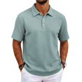 thumbnail image 2 of Men's Polo Shirt Button Placket Lightweight Polo Business Slim Fit Short Sleeve Shirts for Office Work, 2 of 6