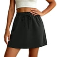 thumbnail image 4 of Soft Sweat Skirts for Women A Line Elastic Summer Drawstring Short Golf Casual Skirt with Pockets Women's Solid Color Workout Mini Skirt, 4 of 7