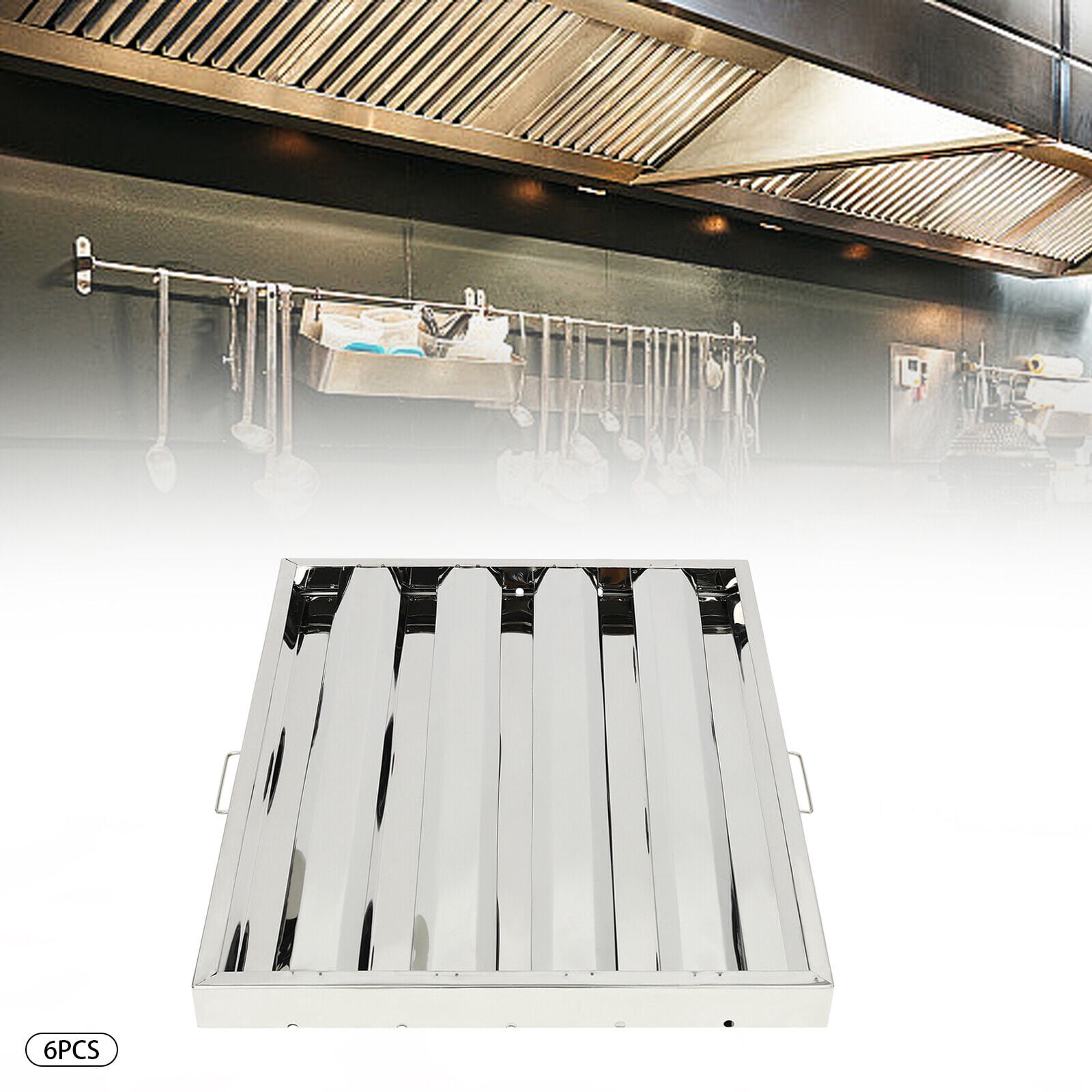 Stainless Steel Square Hood Filters Grease Commercial Exhaust Filter Baffle Kitchen Silver 19.5"x24.5"