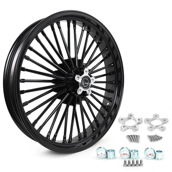 Gloss Black Fat Spoke 21x3.5 Front Wheel Rim Dual Disc for Harley Electra Glide FLHT Road King
