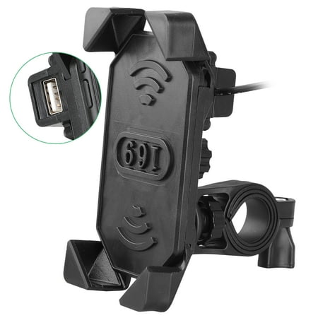 TSV Universal Motorcycle Cell Phone Mount Holder Waterproof with USB Charger 360° Rotation for iPhone Samsung GPS ATV Scooter Moped Chopper