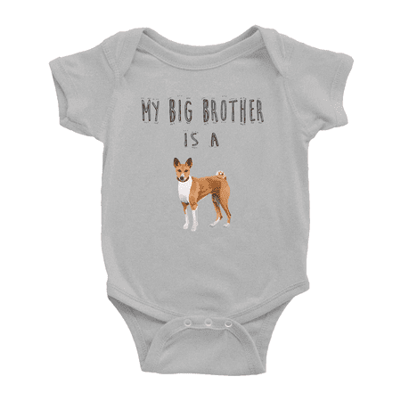 

My Big Brother Is A Basenji Dog Funny Baby Clothes Bodysuit Infant Boy Girl Unisex