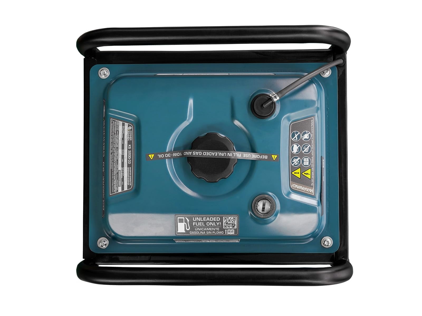 Konner & Sohnen Gasoline Inverter Generator 3200 Watts with CO Sensor and Fuel-Efficient Technology Open Frame Recoil Start for Home Backup Camping