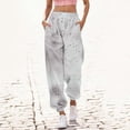 thumbnail image 2 of Sexlip Womens High Waist Multi Pocket Loose Cargo Wide Leg Denim Pants Durable Functional Outdoor Hiking Outfit White XXL, 2 of 5