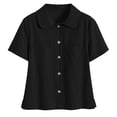 thumbnail image 4 of Yievot Button Down Shirts for Women Loose Casual Collared Shirt Short Sleeve Summer Tops with Pockets, 4 of 7