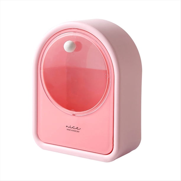 Caja de Almacenamiento Sin Perforaciones, Organizador de Pared, Adhesivo Abatible, Soporte para Bastoncillos de Algodón para Cosméticos, Hogar, Rosa