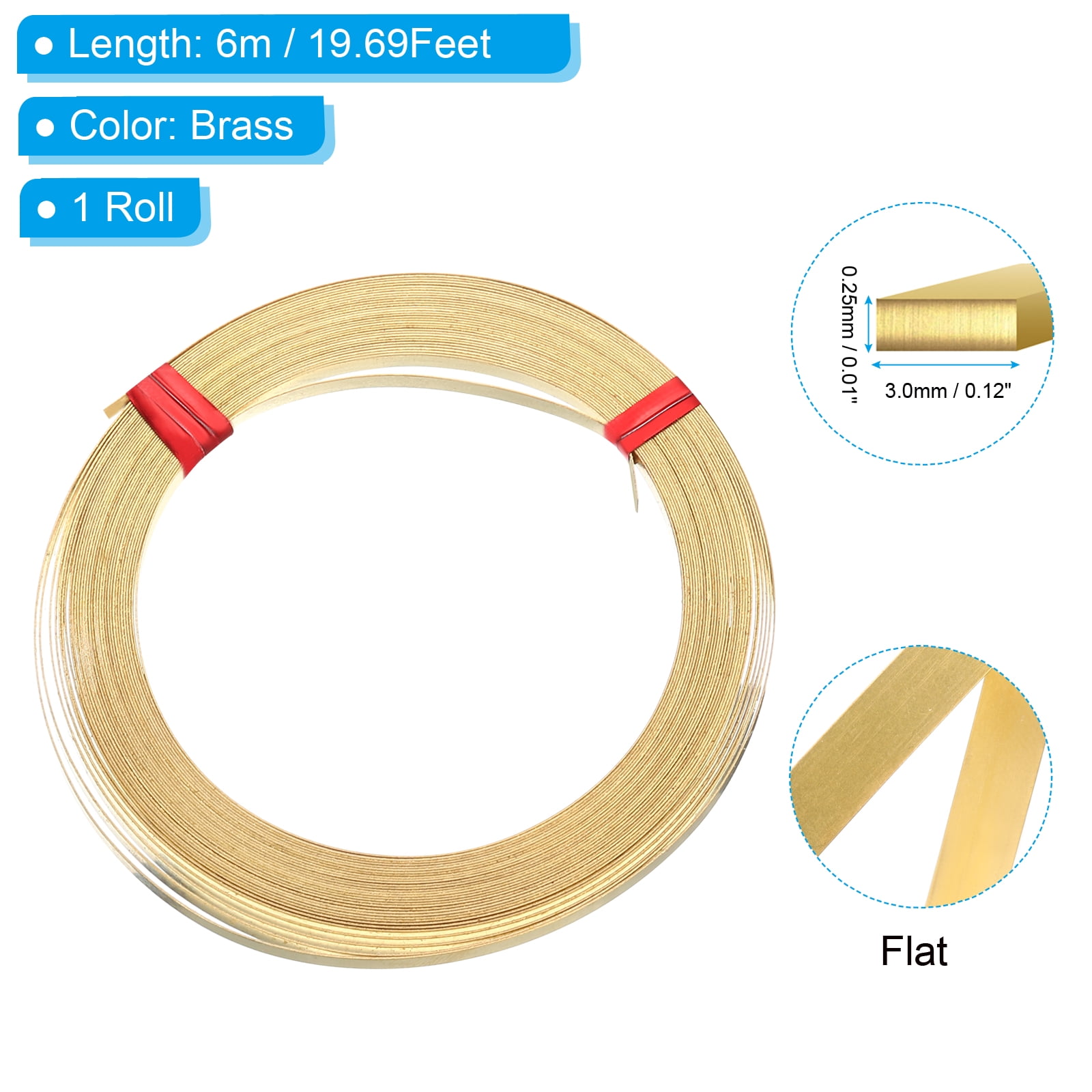 Unique Bargains Flat Brass Wire for Jewelry Making and Decoration Supplies 0.25mmx3mm