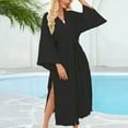 thumbnail image 2 of Taqqpue Women's Soft Robes Long Bath Robes Full Length Kimonos Sleepwear Dressing Gown, Beach Kimono Swimsuit Cover Up Tassel Trim Belted Long Beach Dress, 2 of 6
