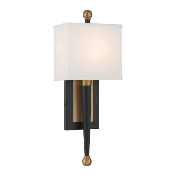 ARD-832-MK-VG Crystorama Lighting Ardson - 1 Light Wall Sconce-17.75 Inch Tall and 7 Inch Wide-Matte Black/Vibrant Gold Finish