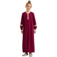 thumbnail image 1 of Linjinx Robe de Danse de Louange pour Filles Abaya à Manches Longues Robe Maxi de Fête Prière Musulmane Islamique Dubaï Robe Décontractée Bourgogne 6, 1 of 7