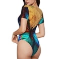 thumbnail image 2 of Saiise Grenouillère à Manches Courtes pour Femmes avec Motif Papillon Arc-en-Ciel Vibrant, Pyjama à Col Rond, Justaucorps Extensible avec Fermeture à Pression-TTTG, 2 of 7