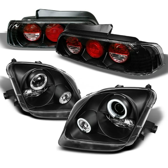 AKKON - For 1997-01 Honda Prelude Sport Coupe LED Ring Projector Headlights Replacement   JDM Altezza Tail light