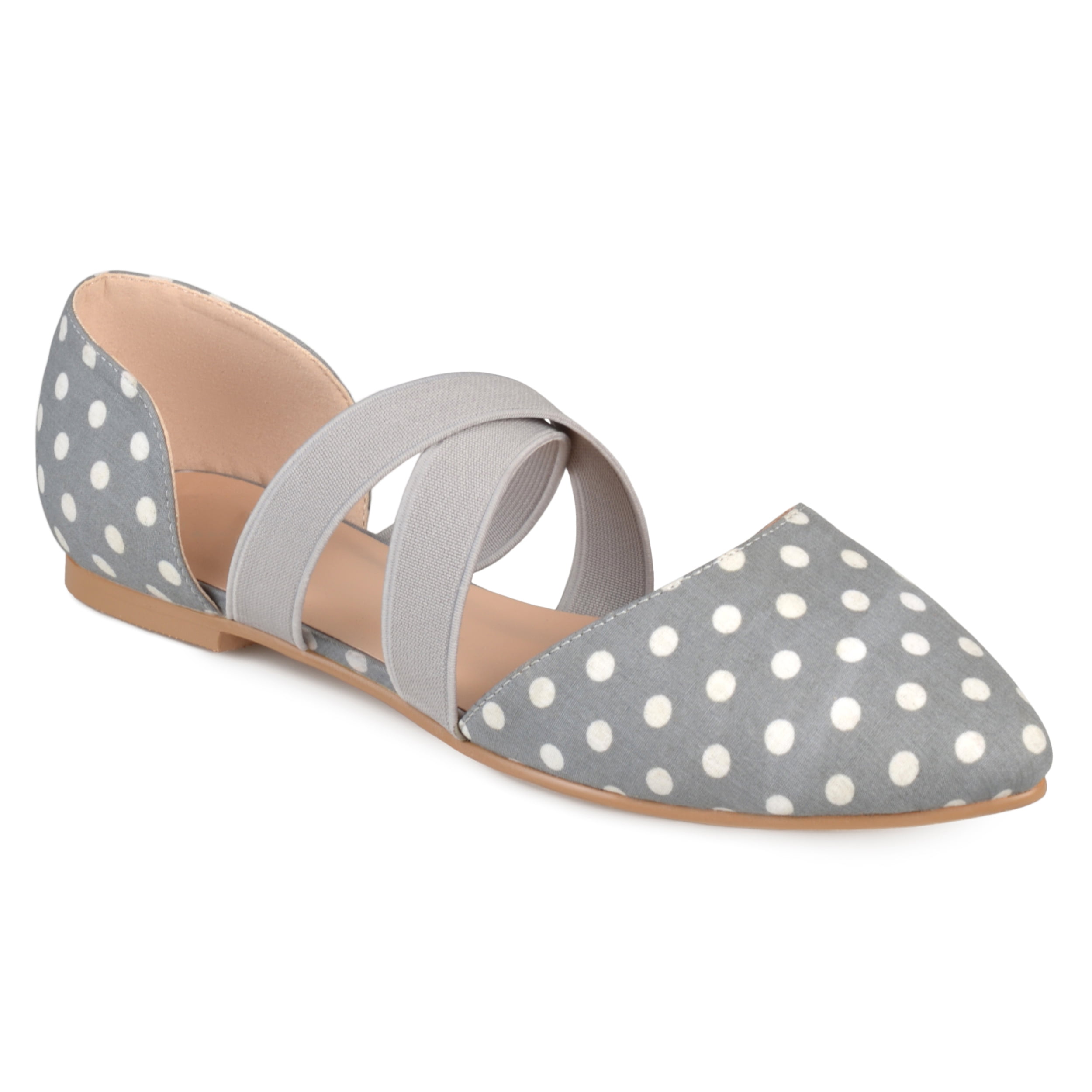 Womens Pointed Toe Faux Leather Criss Cross Flats