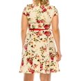 thumbnail image 3 of Women's Plus Size Floral Flared A Line Swing Dresses Short Sleeve with Belted, 3 of 6