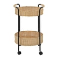 thumbnail image 3 of Weston Home Rovinj 18" H 2-Tier Rattan Baskets Serving Cart with Black Metal Frame on Wheels, 3 of 6