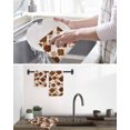 thumbnail image 5 of Brown Geometric Moroccan Kitchen Dish Towels for Drying Dishes Set of 2, Abstract Art Coffee Ombre Modern Waffle Weave Microfiber Hand Tea Bathroom Towels Quick Dry & Absorbent Towel 15.7x23.6, 5 of 7
