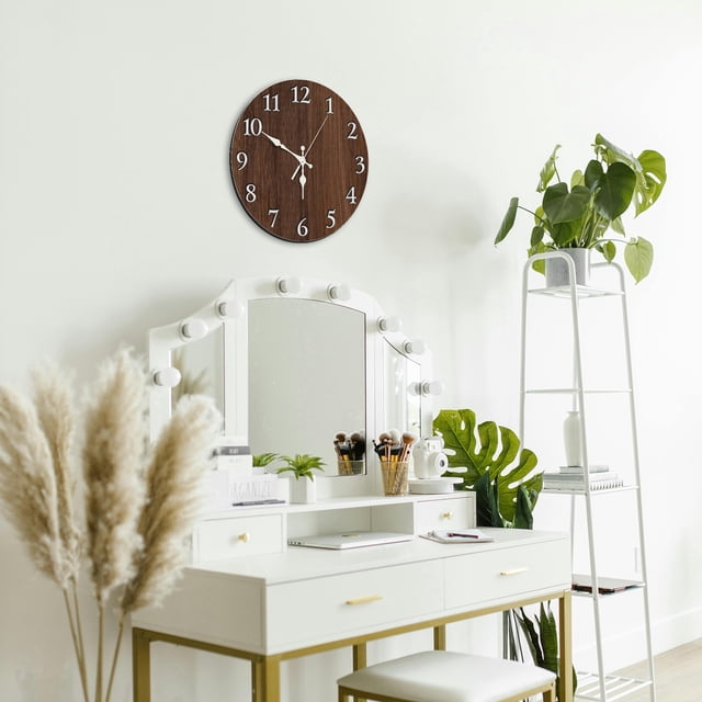 Style Wall Clock For Living Room Bedroom 24 Hour Display Modern Density Board Hanging Clock With Design
