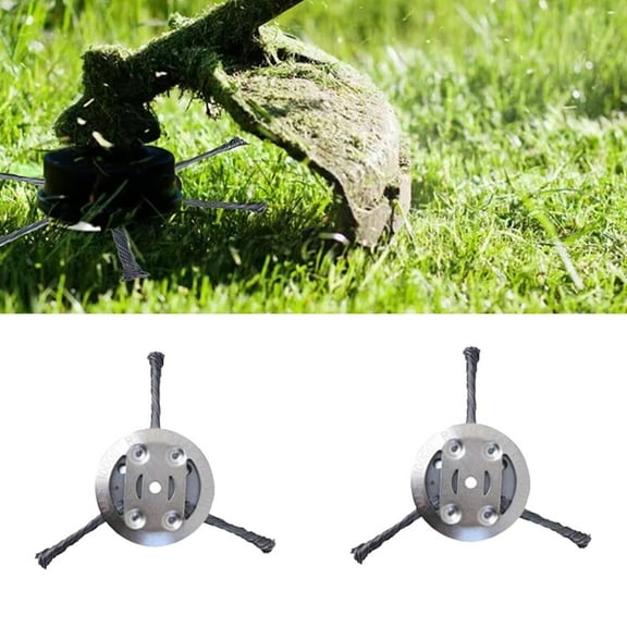 Fentaty 2pcs 3 Blades Steel Wire Grass Trimmer Head, 6 Inch Universal Steel Wire Trimmer Head for Weed Eater, Compatible with Most Lawn Mower