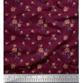 thumbnail image 1 of Soimoi Tissu en Soie Imprimé Feuilles & Roses au Mètre 42 Pouces de Large, 1 of 3