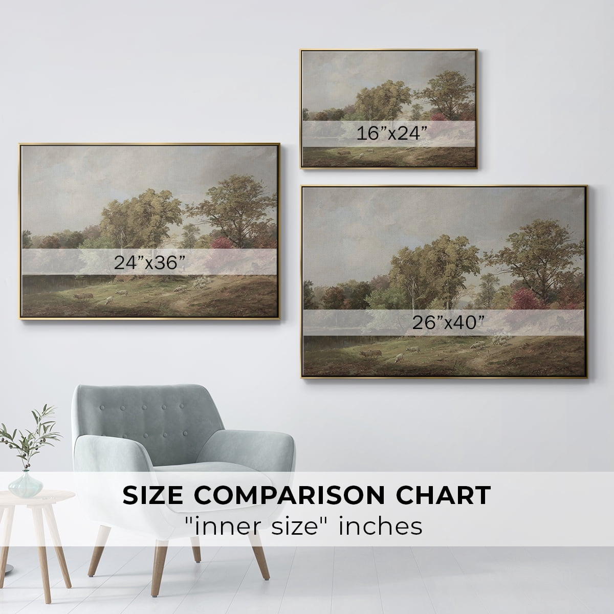Vintage Landscape-CCCXXIII By Wexford Home Framed in Gold Wood Gallery Wrapped Canvas 25 in. x 37 in.