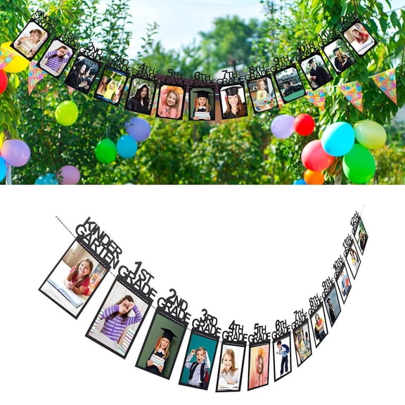 12 Grade Banner Kindergarten Through 12th Grade Graduation Photo/ Baby Graduation Party Photo Banner Black
