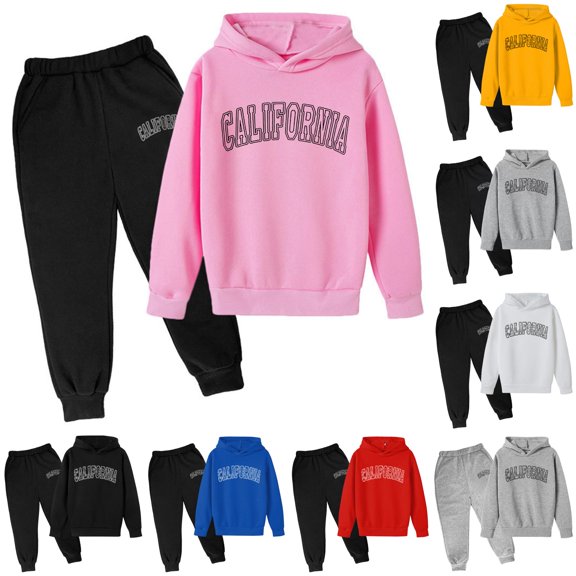 HCYSFG Boys California Letter Graphic Tracksuit Sets 2 Piece Hoodie And Jogger Pants Hooded Long Sleeve Sweatsuit Sets Elastic Waist Matching Sets