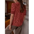 thumbnail image 2 of Blusa PRETTYGARDEN de encaje de manga corta con botones para mujer, 2 of 6