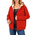 thumbnail image 6 of TKLPEHG Fleece Jackets for Women Full-Zip Fleece Hooded Sweatshirt Coats Long Sleeve Thermal Winter Warm Outerwear Coats (Red,XL), 6 of 8